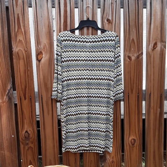 Boho Chic 3/4 Sleeves Shift Dress Size Petite M - Picture 5 of 6